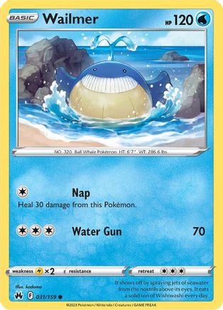 Wailmer 031/159 - Reverse Holofoil Crown Zenith - Common