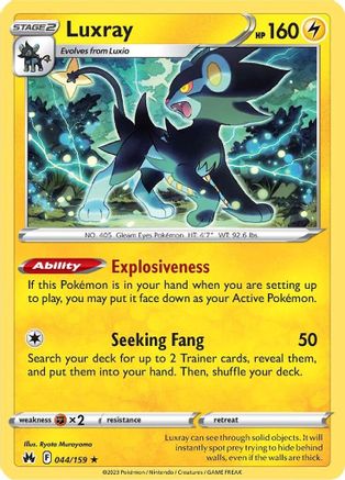 Luxray (44) (44) 044/159 - Reverse Holofoil Crown Zenith - Rare