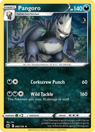 Pangoro 080/159 - Reverse Holofoil Crown Zenith - Rare