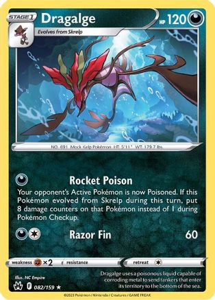 Dragalge 082/159 - Reverse Holofoil Crown Zenith - Rare