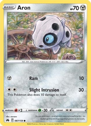 Aron 087/159 - Reverse Holofoil Crown Zenith - Common
