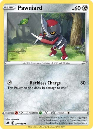 Pawniard (91) (91) 091/159 - Reverse Holofoil Crown Zenith - Common