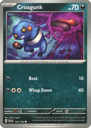 Croagunk 130/198 - Reverse Holofoil SV01 Scarlet & Violet Base Set - Common