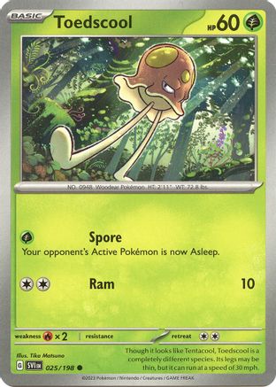 Toedscool 025/198 - Reverse Holofoil SV01 Scarlet & Violet Base Set - Common