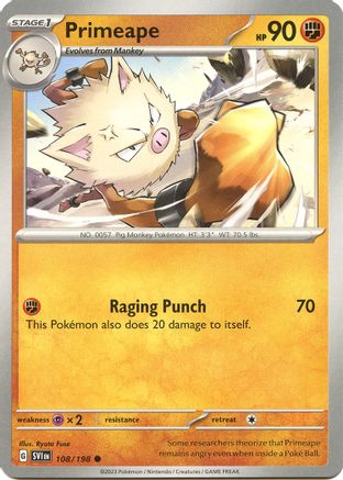 Primeape 108/198 SV01 Scarlet & Violet Base Set - Common