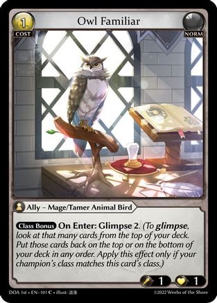 Owl Familiar (101) - Dawn of Ashes 1st Edition