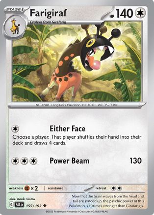 Farigiraf 155/193 - Reverse Holofoil SV02 Paldea Evolved - Uncommon