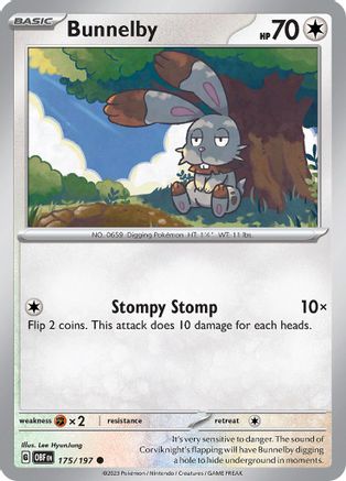 Bunnelby 175/197 - Reverse Holofoil SV03 Obsidian Flames - Common