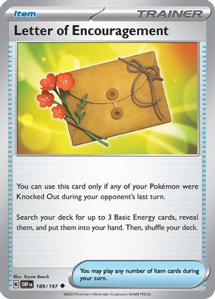 Letter of Encouragement 189/197 - Reverse Holofoil SV03 Obsidian Flames - Uncommon