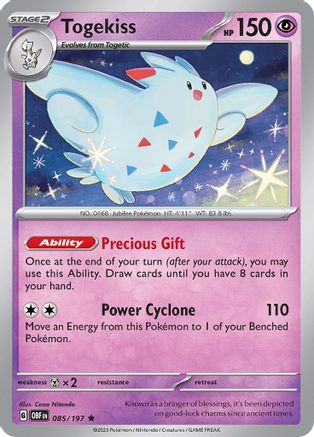 Togekiss 085/197 - Reverse Holofoil SV03 Obsidian Flames - Rare