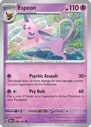 Espeon 086/197 SV03 Obsidian Flames - Uncommon