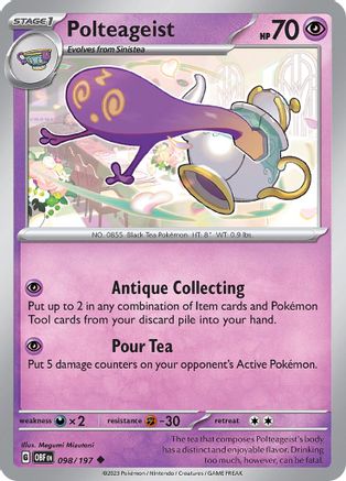 Polteageist 098/197 - Reverse Holofoil SV03 Obsidian Flames - Uncommon