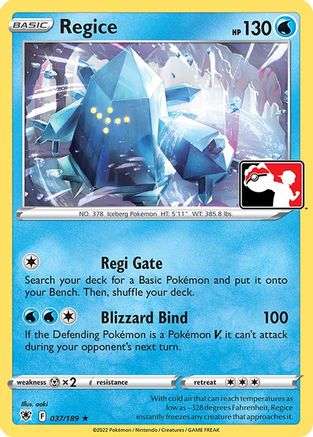 Regice 037/189 Prize Pack Series Cards - Rare