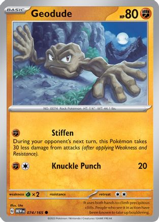 Geodude 074/165 - Reverse Holofoil SV Scarlet & Violet 151 - Common