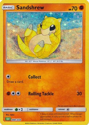 Sandshrew 008/034 - Holofoil Trading Card Game Classic - Classic Collection