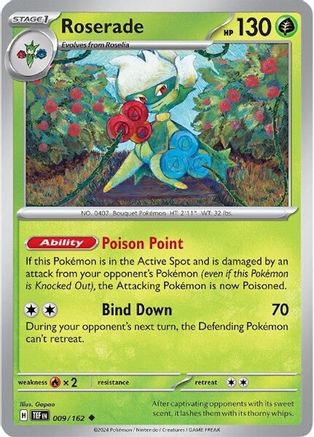 Roserade 009/162 - Reverse Holofoil SV05 Temporal Forces - Uncommon