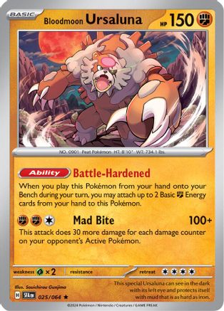 Bloodmoon Ursaluna 025/064 - Reverse Holofoil SV Shrouded Fable - Rare