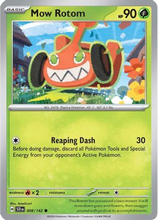 Mow Rotom 008/142 - Reverse Holofoil SV07 Stellar Crown - Common