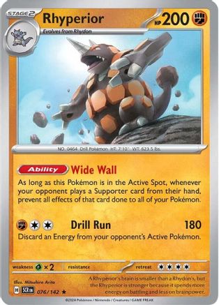 Rhyperior 076/142 - Reverse Holofoil SV07 Stellar Crown - Rare