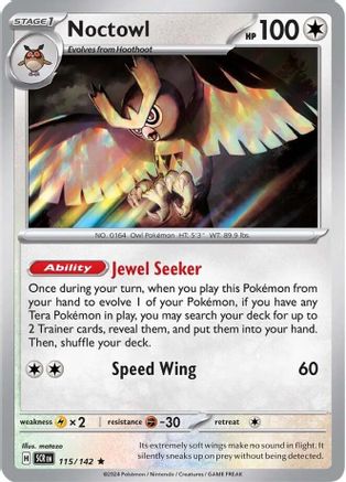 Noctowl 115/142 - Holofoil SV07 Stellar Crown - Rare