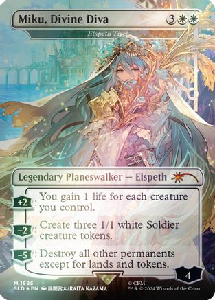 Miku, Divine Diva - Elspeth Tirel (Rainbow Foil) (SLD-1585) - Secret Lair Drop Series Foil