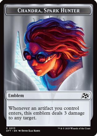 Emblem - Chandra, Spark Hunter // Vehicle Double-Sided Token (DFT-13 // 12) - Aetherdrift