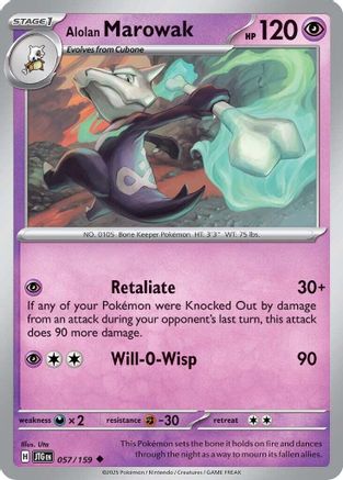 Alolan Marowak 057/159 - Reverse Holofoil SV09 Journey Together - Uncommon