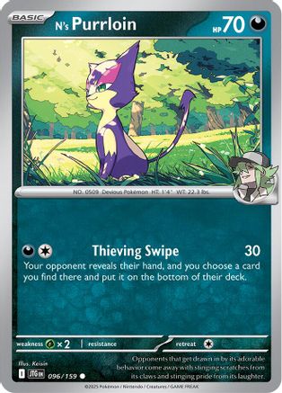 N's Purrloin 096/159 - Reverse Holofoil SV09 Journey Together - Common
