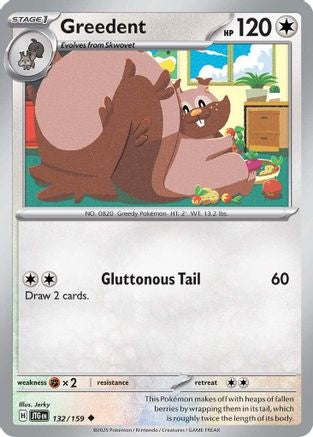 Greedent 132/159 - Reverse Holofoil SV09 Journey Together - Uncommon