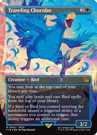 Traveling Chocobo (Borderless) (Neon Ink Blue) (FIN-551C) - FINAL FANTASY Foil