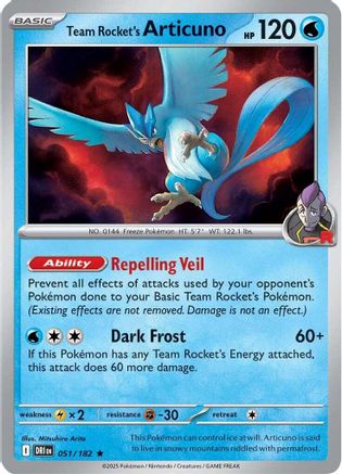 Team Rocket's Articuno 051/182 - Holofoil SV10 Destined Rivals - Rare