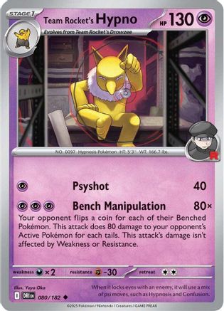Team Rocket's Hypno 080/182 - Reverse Holofoil SV10 Destined Rivals - Uncommon