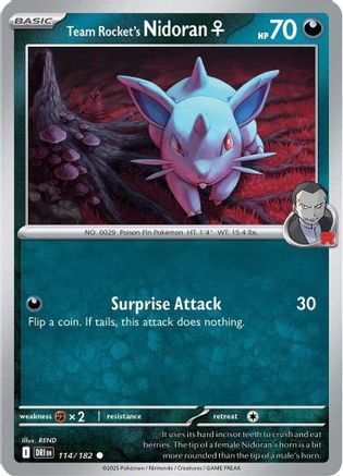 Team Rocket's Nidoran F 114/182 - Reverse Holofoil SV10 Destined Rivals - Common