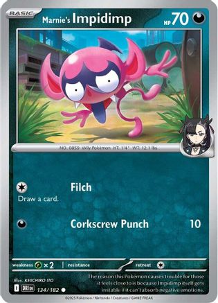 Marnie's Impidimp 134/182 - Reverse Holofoil SV10 Destined Rivals - Common
