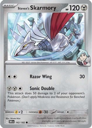 Steven's Skarmory 142/182 - Reverse Holofoil SV10 Destined Rivals - Common