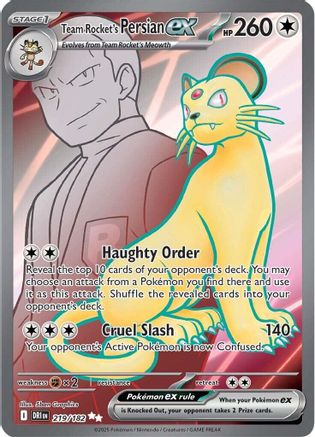 Team Rocket's Persian ex 219/182 - Holofoil SV10 Destined Rivals - Ultra Rare