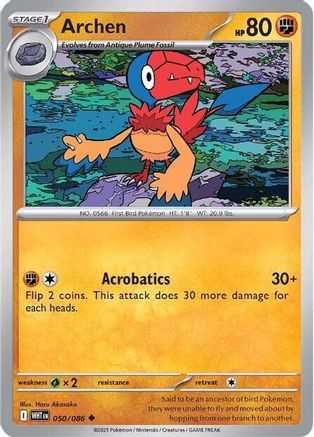 Archen 050/086 - Reverse Holofoil SV White Flare - Uncommon