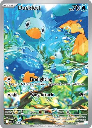 Ducklett 109/086 - Holofoil SV White Flare - Illustration Rare