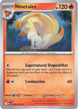 Ninetales 020/132 - Reverse Holofoil ME01 Mega Evolution - Uncommon