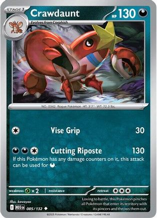 Crawdaunt 085/132 - Reverse Holofoil ME01 Mega Evolution - Uncommon