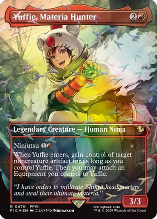 Yuffie, Materia Hunter (Borderless) (Chocobo Track Foil) (FIC-470) - Commander: FINAL FANTASY Foil