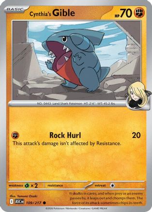 Cynthia's Gible 109 - Reverse Holofoil ME Ascended Heroes - Common