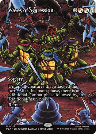 Waves of Aggression (Borderless) (PZA-013) - Teenage Mutant Ninja Turtles Eternal-Legal Foil