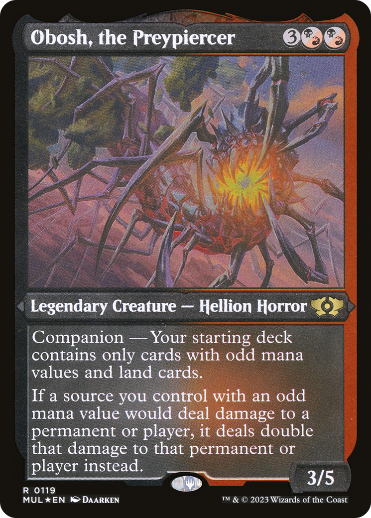 Obosh, the Preypiercer (Foil Etched) (MUL-119) - Multiverse Legends: (companion) Foil