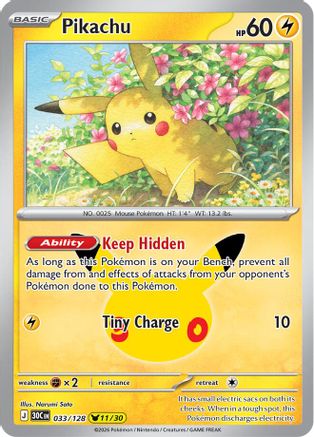 Pikachu 033/128 - Holofoil ME 30th Celebration - None