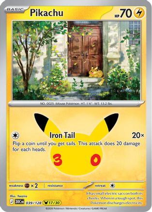Pikachu 039/128 - Holofoil ME 30th Celebration - None