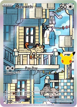 Meowth 144/128 - Holofoil ME 30th Celebration - Illustration Rare