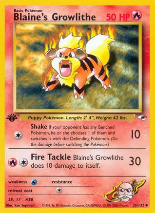 Blaine's Growlithe (35) (35) 035/132 - 1st Edition Gym Heroes - Uncommon