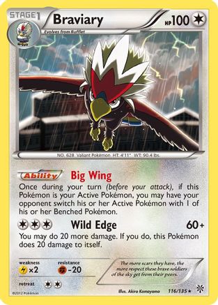 Braviary 116 - Reverse Holofoil Plasma Storm - Rare