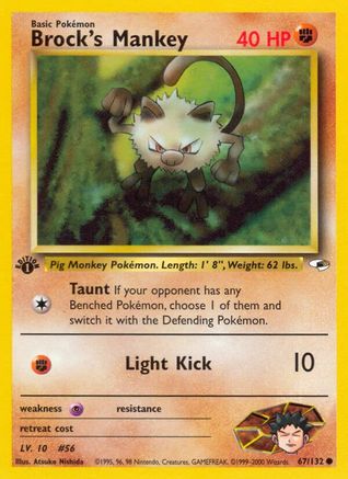 Brock's Mankey (67) (67) 067/132 - 1st Edition Gym Heroes - Common